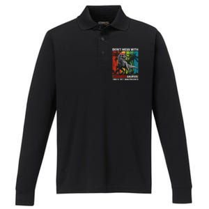 Dont Mess With Papasaurus Youll Get Jurasskicked Performance Long Sleeve Polo