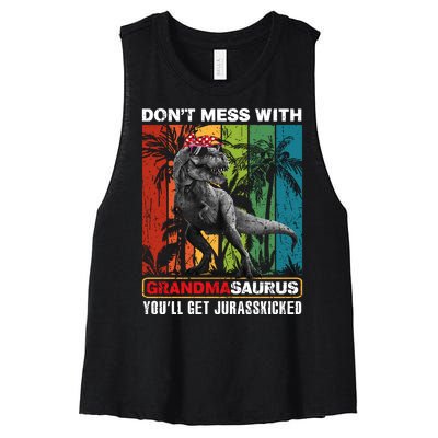 Dont Mess With Papasaurus Youll Get Jurasskicked Women's Racerback Cropped Tank