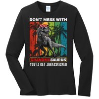 Dont Mess With Papasaurus Youll Get Jurasskicked Ladies Long Sleeve Shirt