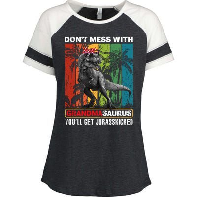 Dont Mess With Papasaurus Youll Get Jurasskicked Enza Ladies Jersey Colorblock Tee