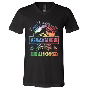 Don't Mess With MemawSAURUS You'll Get Jurasskicked V-Neck T-Shirt