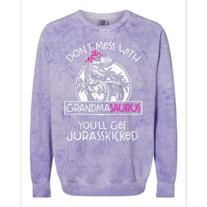 Dont Mess With Grandmasaurus Youll Get Jurasskicked Grandma Colorblast Crewneck Sweatshirt