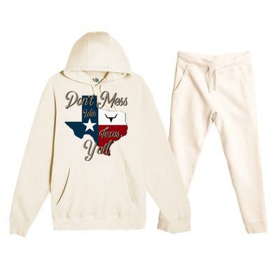 Dont Mess With Vintage Texas Pride Longhorn Lone Star State Premium Hooded Sweatsuit Set