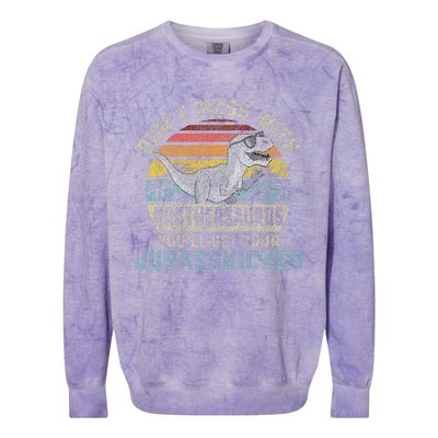 Dont Mess With Brothersaurus Youll Get Jurasskicked Colorblast Crewneck Sweatshirt