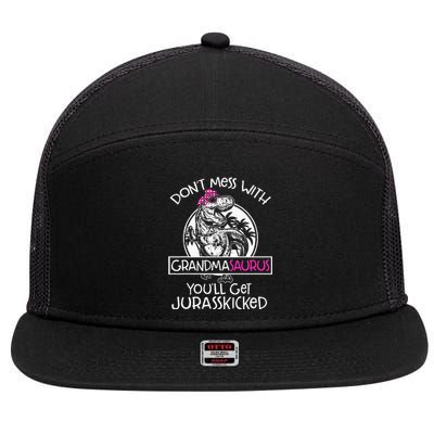 Dont Mess With Grandmasaurus Youll Get Jurasskicked 7 Panel Mesh Trucker Snapback Hat