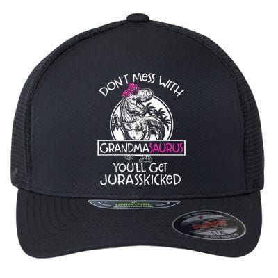 Dont Mess With Grandmasaurus Youll Get Jurasskicked Flexfit Unipanel Trucker Cap