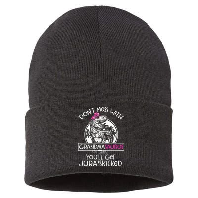 Dont Mess With Grandmasaurus Youll Get Jurasskicked Sustainable Knit Beanie