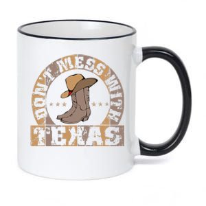 DonT Mess With Bootsn Hat Texas Longhorn Lone Star State 11oz Black Color Changing Mug