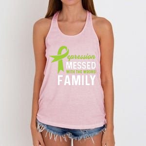 Depression Messed Wrong Family Gift Depression Awareness Cute Gift Women's Knotted Racerback Tank