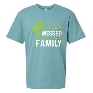 Depression Messed Wrong Family Gift Depression Awareness Cute Gift Sueded Cloud Jersey T-Shirt