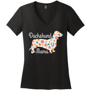 Dachshund Mama Wiener Dog Gift for mother's day Women's V-Neck T-Shirt