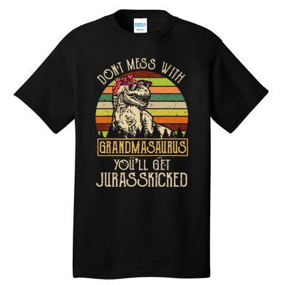 Don’t Mess With Grandmasaurus Funny Grandma Vintage Tall T-Shirt