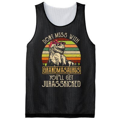 Don’t Mess With Grandmasaurus Funny Grandma Vintage Mesh Reversible Basketball Jersey Tank