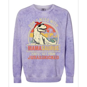 Dont Mess With Mamasaurus Youll Get Jurasskicked Mothers Day Colorblast Crewneck Sweatshirt