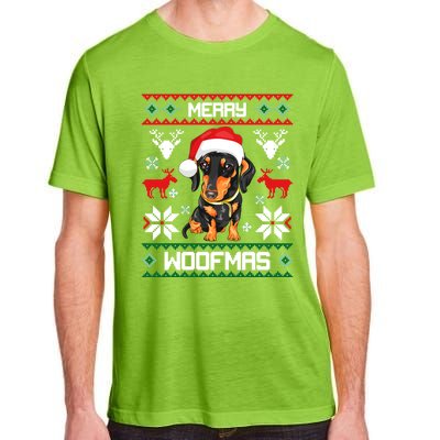 Dachshund Merry Woofmas Gift For Christmas Doxie Xmas Gift Adult ChromaSoft Performance T-Shirt