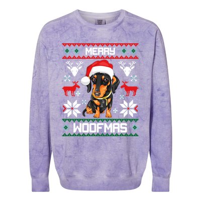 Dachshund Merry Woofmas Gift For Christmas Doxie Xmas Gift Colorblast Crewneck Sweatshirt