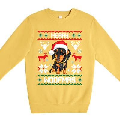 Dachshund Merry Woofmas Gift For Christmas Doxie Xmas Gift Premium Crewneck Sweatshirt