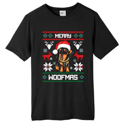 Dachshund Merry Woofmas Gift For Christmas Doxie Xmas Gift Tall Fusion ChromaSoft Performance T-Shirt