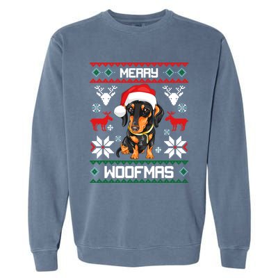 Dachshund Merry Woofmas Gift For Christmas Doxie Xmas Gift Garment-Dyed Sweatshirt