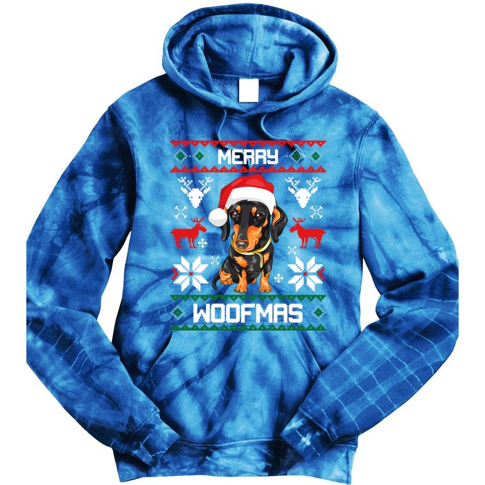 Dachshund Merry Woofmas Gift For Christmas Doxie Xmas Gift Tie Dye Hoodie