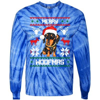 Dachshund Merry Woofmas Gift For Christmas Doxie Xmas Gift Tie-Dye Long Sleeve Shirt