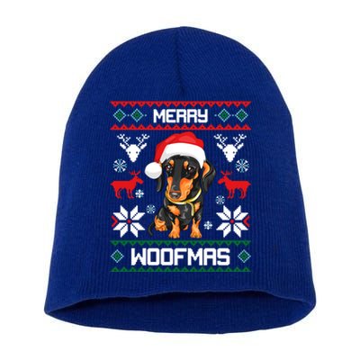 Dachshund Merry Woofmas Gift For Christmas Doxie Xmas Gift Short Acrylic Beanie