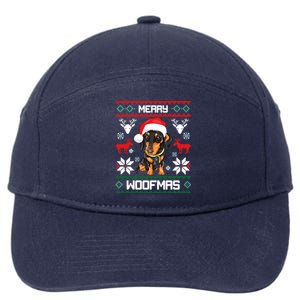 Dachshund Merry Woofmas Gift For Christmas Doxie Xmas Gift 7-Panel Snapback Hat