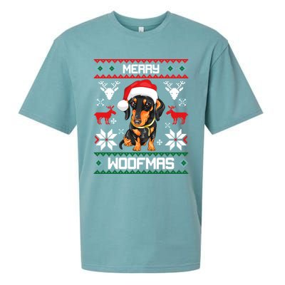 Dachshund Merry Woofmas Gift For Christmas Doxie Xmas Gift Sueded Cloud Jersey T-Shirt