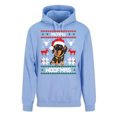 Dachshund Merry Woofmas Gift For Christmas Doxie Xmas Gift Unisex Surf Hoodie