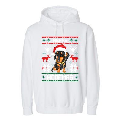 Dachshund Merry Woofmas Gift For Christmas Doxie Xmas Gift Garment-Dyed Fleece Hoodie