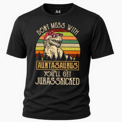 Don’t Mess With Auntasaurus Funny Dinosaur Aunt Vintage Performance Shirt