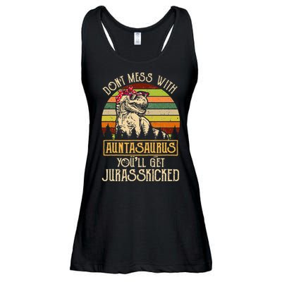 Don’t Mess With Auntasaurus Funny Dinosaur Aunt Vintage Ladies Essential Flowy Tank