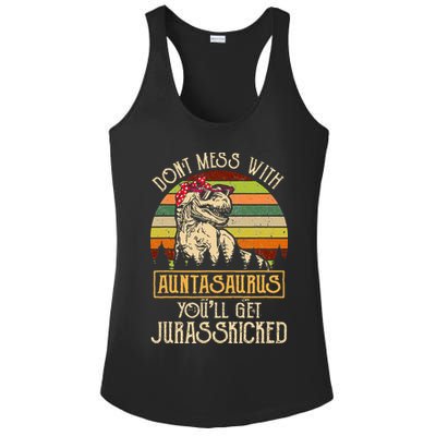 Don’t Mess With Auntasaurus Funny Dinosaur Aunt Vintage Ladies PosiCharge Competitor Racerback Tank