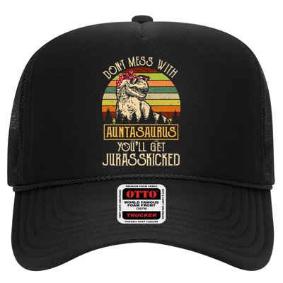 Don’t Mess With Auntasaurus Funny Dinosaur Aunt Vintage Trucker Hat