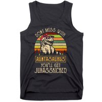 Don’t Mess With Auntasaurus Funny Dinosaur Aunt Vintage Tank Top