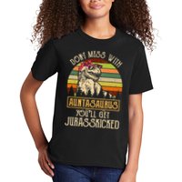 Don’t Mess With Auntasaurus Funny Dinosaur Aunt Vintage Kids T-Shirt