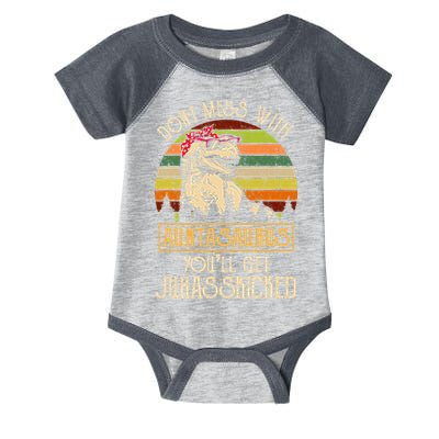 Don’t Mess With Auntasaurus Funny Dinosaur Aunt Vintage Infant Baby Jersey Bodysuit