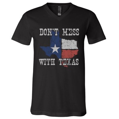 Don't Mess With Vintage Texas Longhorn Lone Star State V-Neck T-Shirt