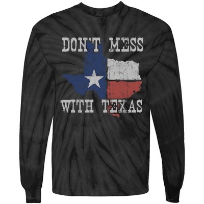 Don't Mess With Vintage Texas Longhorn Lone Star State Tie-Dye Long Sleeve Shirt