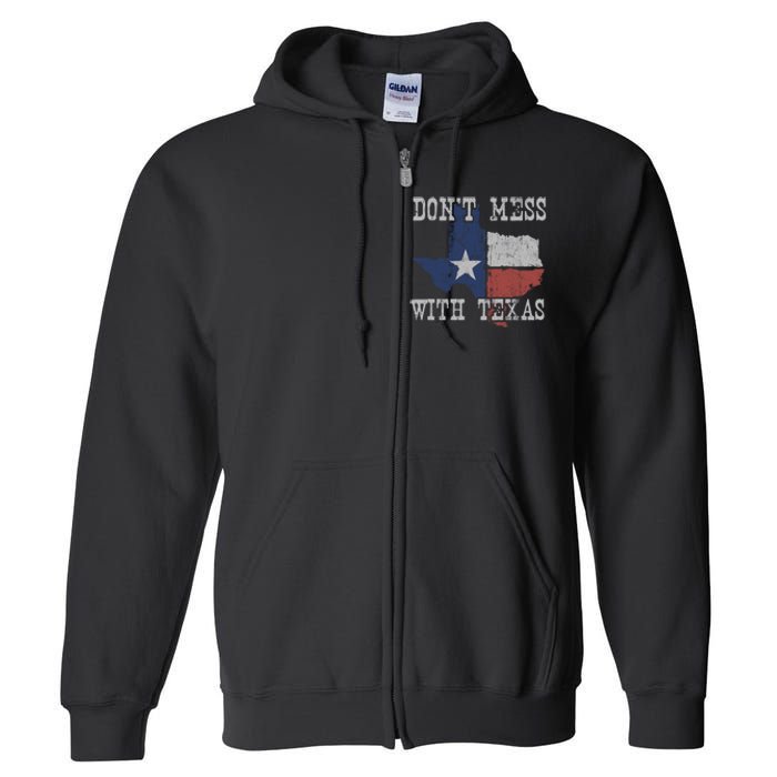 Don't Mess With Vintage Texas Longhorn Lone Star State Full Zip Hoodie