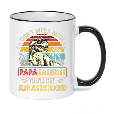 Dont Mess With Papasaurus Youll Get Jurasskicked 11oz Black Color Changing Mug