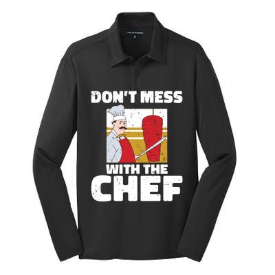 Dont Mess With The Chef Kitchen Culinary Cook Gift Silk Touch Performance Long Sleeve Polo