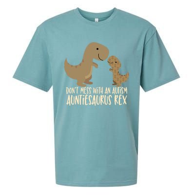 DonT Mess With An Autism Aunt Auntiesaurus Rex Sueded Cloud Jersey T-Shirt