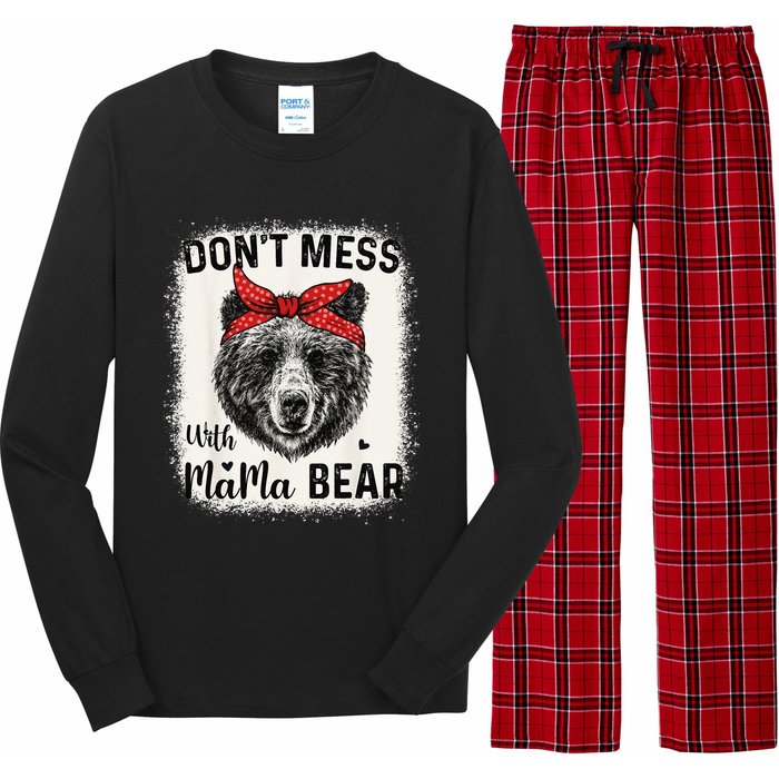 Don't Mess with Mama Bear Funny Mom Bleached Mothers Day Long Sleeve Pajama Set