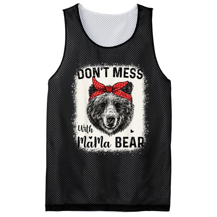 Don't Mess with Mama Bear Funny Mom Bleached Mothers Day Mesh Reversible Basketball Jersey Tank