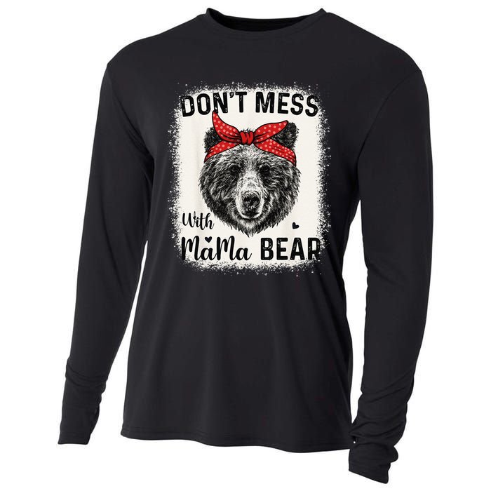 Don't Mess with Mama Bear Funny Mom Bleached Mothers Day Cooling Performance Long Sleeve Crew