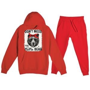 Don't Mess with Mama Bear Funny Mom Bleached Mothers Day Premium Hooded Sweatsuit Set