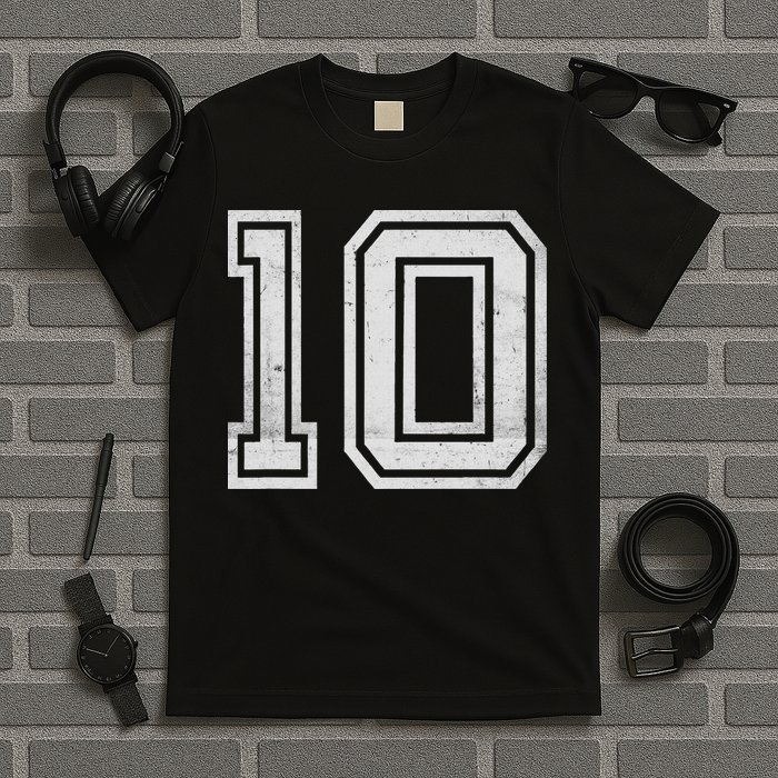 Distressed Number 10 Retro Number T-Shirt