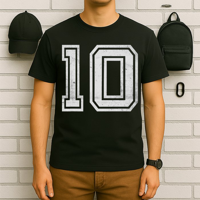 Distressed Number 10 Retro Number T-Shirt