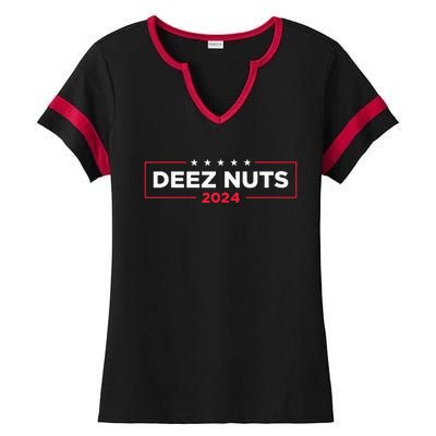 Deez Nuts 2024 Humorous Meme Campaign Ladies Halftime Notch Neck Tee